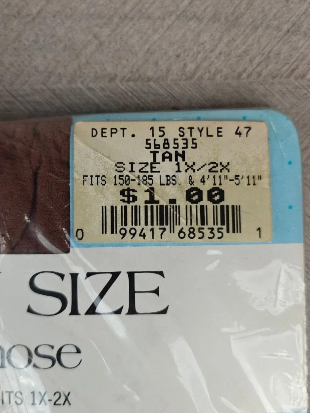 Vintage Queen Size Women’s Nylon Pantyhose Sandalfoot Tan 1X/2X Fits 4'11